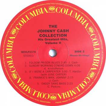 LP Johnny Cash:  His Greatest Hits, Volume II