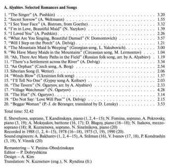 CD Александр Алябьев: Selected Romances And Songs