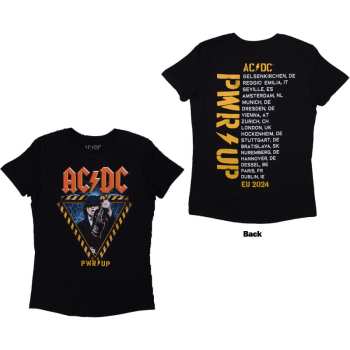 Marchandises AC/DC: Ac/dc Ladies T-shirt: Angus Triangle Prw-up Eu Tour '24 (back Print & Ex-tour) (medium) M