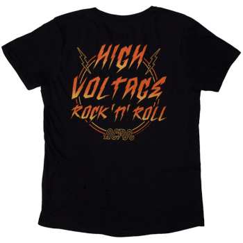 Marchandises AC/DC: Ac/dc Ladies T-shirt: High Voltage Rnr (back Print) (small) S
