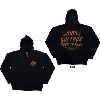 Marchandises AC/DC: Ac/dc Unisex Zipped Hoodie: High Voltage Rnr (back Print) (medium) M