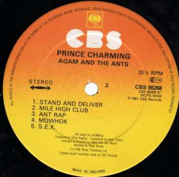 LP Adam And The Ants: Prince Charming