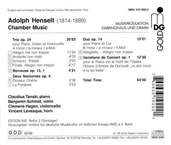CD Adolph Von Henselt: Piano Trio, Duo, Variations