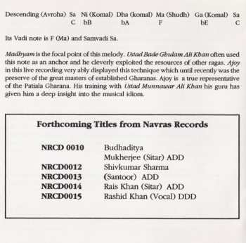 CD Ajoy Chakrabarty: Live In Concert, November 3, 1990, At The Royal College Of Music, London, Vol. 2