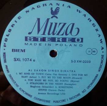 LP Al Saxon: Al Saxon Sings Sinatra
