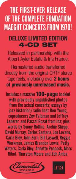 4CD/Coffret Albert Ayler: Revelations - The Complete ORTF 1970 Fondation Maeght Recordings DLX | LTD