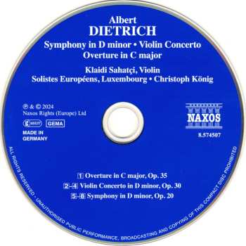 CD Albert Dietrich: Violin Concerto • Symphony In D Minor