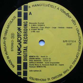 LP Alessandro Scarlatti: Stabat Mater / Flute Sonata In C Minor No. 3
