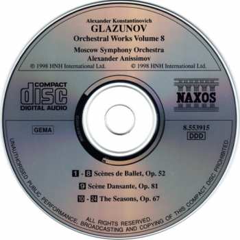 CD Alexander Glazunov: The Seasons, Scènes de Ballet, Scène Dansante