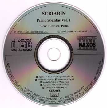 CD Alexander Scriabine: Piano Sonatas Vol. 1 (Nos. 2, 5, 6, 7 And 9 / Fantasy In B Minor)
