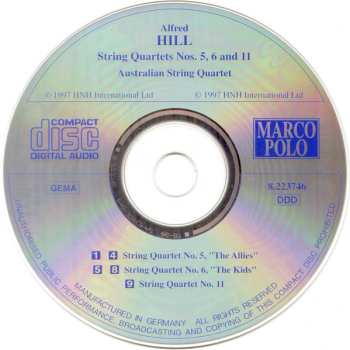 CD Alfred Hill: String Quartets Nos. 5, 6 And 11