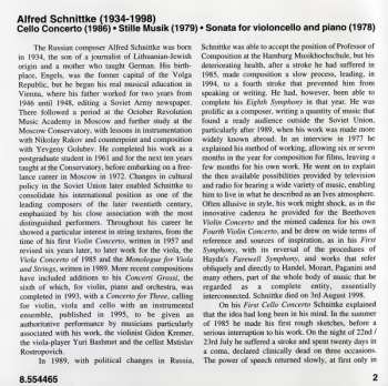 CD Alfred Schnittke: Cello Concerto / Stille Musik / Cello Sonata