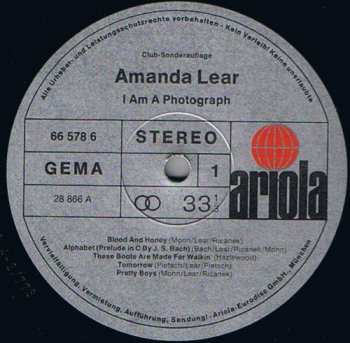 LP Amanda Lear: I Am A Photograph