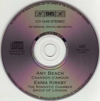 CD Emma Kirkby: Chanson D'amour
