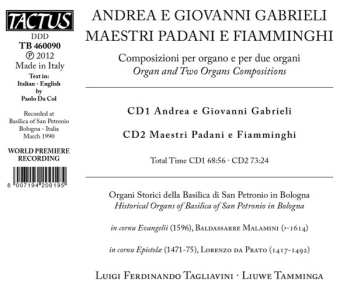2CD Andrea Gabrieli: Maestri Padani / Maestri Fiamminghi - Gli Organi Della Basilica Di S. Petronio In Bologna - St. Petrino Organs In Bologna