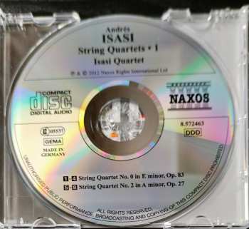 CD Andres Isasi: String Quartets No. 0 and No. 2