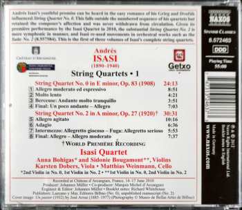 CD Andres Isasi: String Quartets No. 0 and No. 2