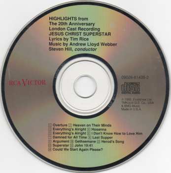 CD Andrew Lloyd Webber And Tim Rice: Jesus Christ Superstar - Highlights From The 20th Anniversary London Cast Recording