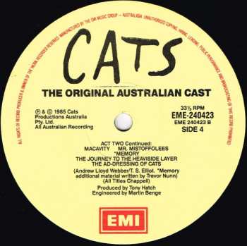 2LP Andrew Lloyd Webber: Cats (Australian Cast Recording)