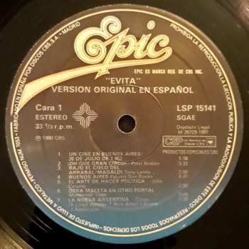 LP Andrew Lloyd Webber: Evita (Version Original En Español)(Edicion Resumida)