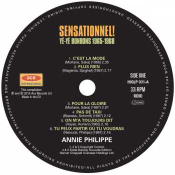LP Annie Philippe: Sensationnel! • Yé-Yé Bonbons 1965-1968 CLR