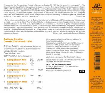 CD Anthony Braxton: Quartet (Dortmund) 1976