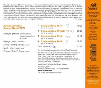 CD Anthony Braxton: Quintet (Basel) 1977