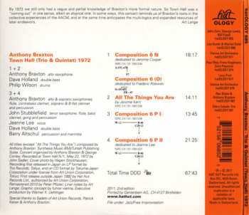 CD Anthony Braxton: Town Hall (Trio & Quintet) 1972