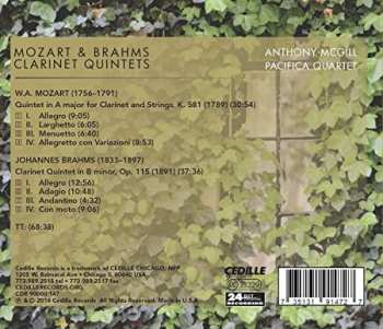 CD Johannes Brahms: Mozart & Brahms Clarinet Quintets  Anthony McGill, Pacifica Quartet