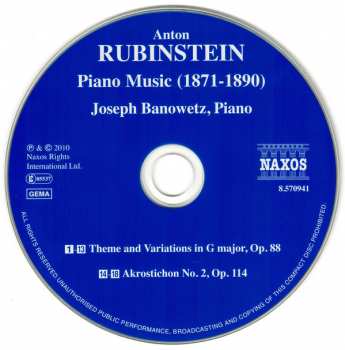 CD Anton Rubinstein: Piano Music (1871-1890)