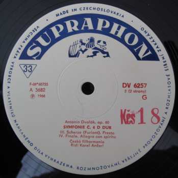 LP Antonín Dvořák: Symphony Č. 6 D. Dur Opus 60 
