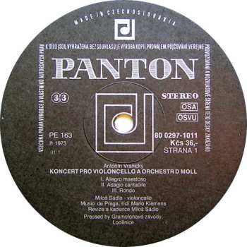 LP Antonín Vranický: Concertos For Cello And Orchestra