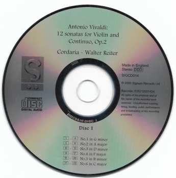 2CD Antonio Vivaldi: 12 Sonatas For Violin And Continuo Op. 2.