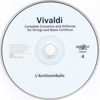 4CD/Coffret Antonio Vivaldi: Complete Concertos And Sinfonias For Strings And Basso Continuo