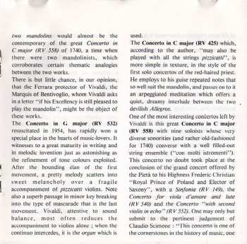 CD Antonio Vivaldi: Concerti Per Mandolini RV 93, 425, 532 & 558