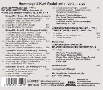 CD Johann Sebastian Bach: Hommage à Kurt Redel (1918-2013) - Live