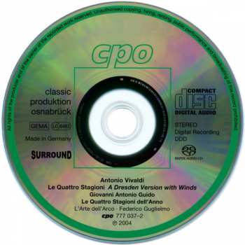 SACD Antonio Vivaldi: Le Quattro Stagioni (Dresden Version With Winds) / Le Quattro Stagioni Dell'Anno