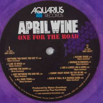 2LP April Wine: One For The Road CLR
