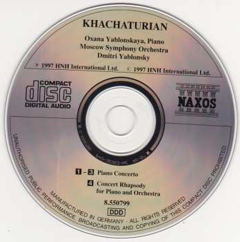 CD Aram Khatchaturian: Piano Concerto - Concert Rhapsody