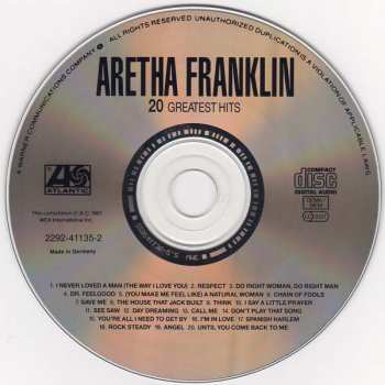 CD Aretha Franklin: 20 Greatest Hits