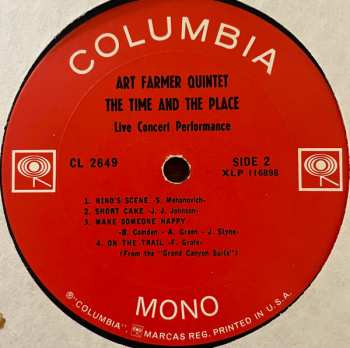LP Art Farmer Quintet: The Time And The Place - Live Concert Performance