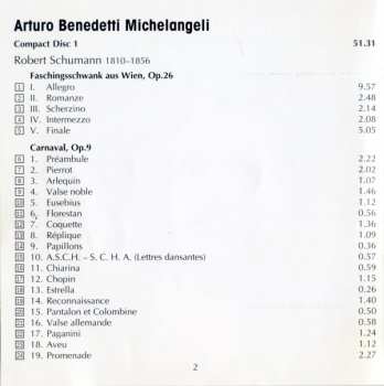 2CD Robert Schumann: Arturo Benedetti Michelangeli · Schumann · Chopin · Debussy · Mompou