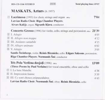CD Latvian Radio Choir: Lacrimosa / Concerto Grosso /3 Verlaine Poems / Cello Concerto / Salve Regina