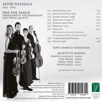 CD Astor Piazzolla: One For Tango (Arrangements For Bandoneon And String Quartet)