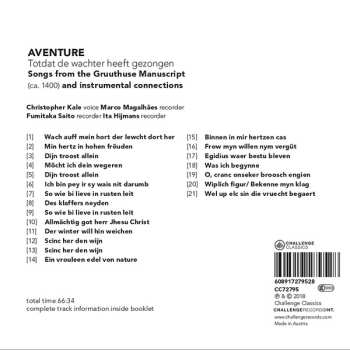 CD Aventure: Totdat de Wachter Heeft Gezongen - Songs From The Gruuthuse Manuscript (ca. 1400) And Instrumental Connections
