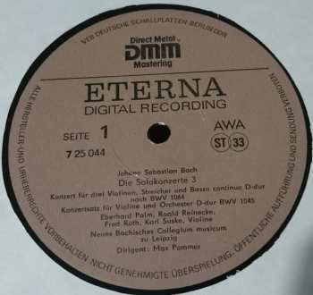 LP Johann Sebastian Bach: Die Solokonzerte 3 (Rekonstruierte Konzerte)