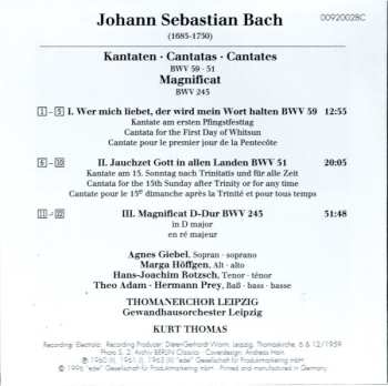 CD Johann Sebastian Bach: Magnificat In D Major BWV 243 / Jauchzet Gott In Allen Landen! BWV 51 / Wer Mich Liebet, Der Wird Mein Wort Halten BWV 59