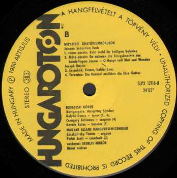 LP Johann Sebastian Bach: Favourite Oratorio Choruses