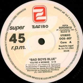 LP Bad Boys Blue: You're A Woman (Long Version)