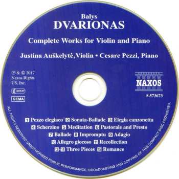 CD Balys Dvarionas: Complete Works For Violin And Piano